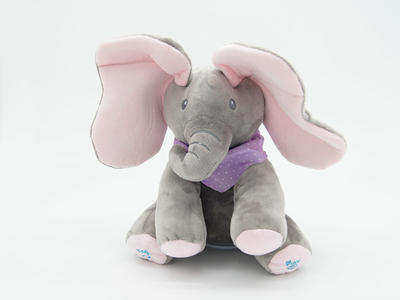 Peek a Boo Elephant with Pink Ears