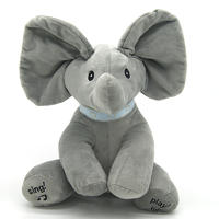 Peek-a-boo Elephant with blue collar